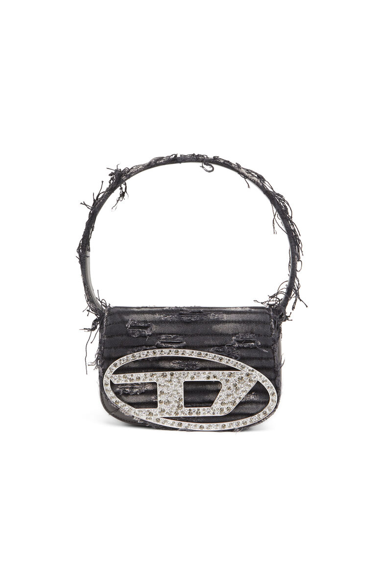 1DR Bag Woman: Canvas denim shoulder Bag, crystals | Diesel 8052105266807