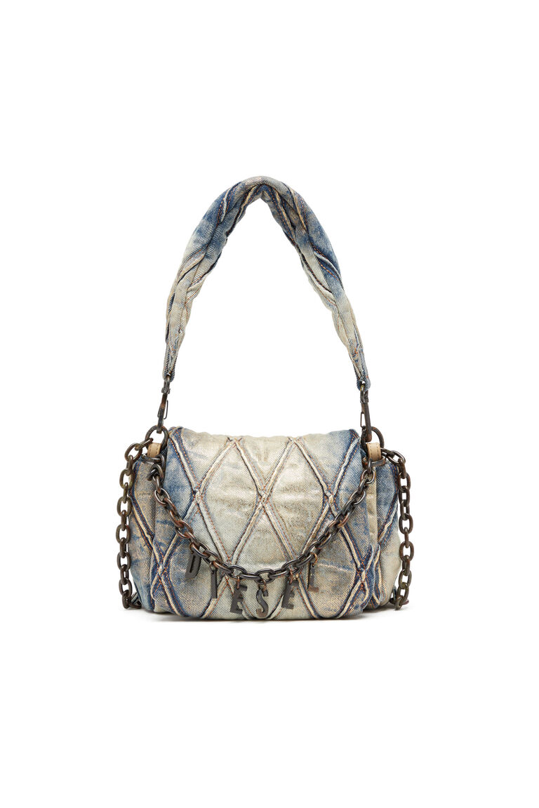 Women's Charm-D Shoulder S - Small shoulder bag in metallic quilted denim | CHARM-D SHOULDER S Diesel 8058992982608