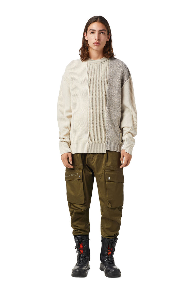 K-KILLEEN Man: Asymmetric patchwork pullover in wool | Diesel A034300IDAH