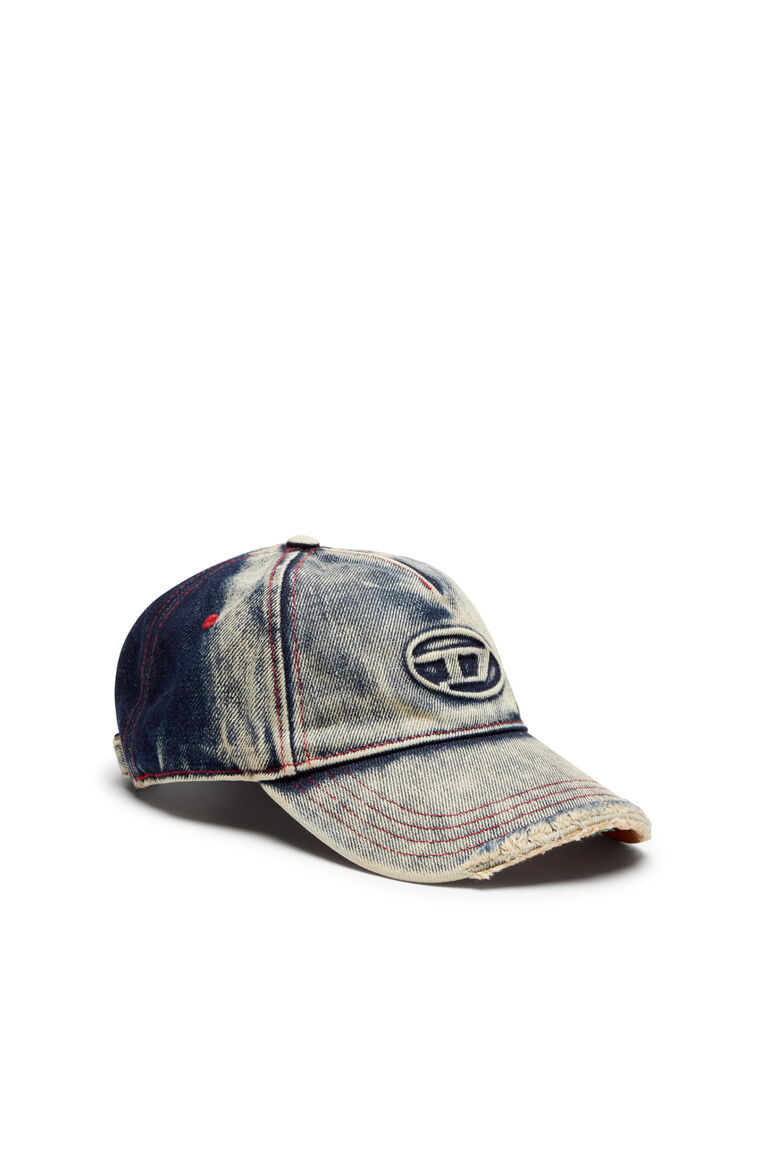 C-SEYMON Man: Baseball cap in treated denim, D logo | Diesel A064670DGAV