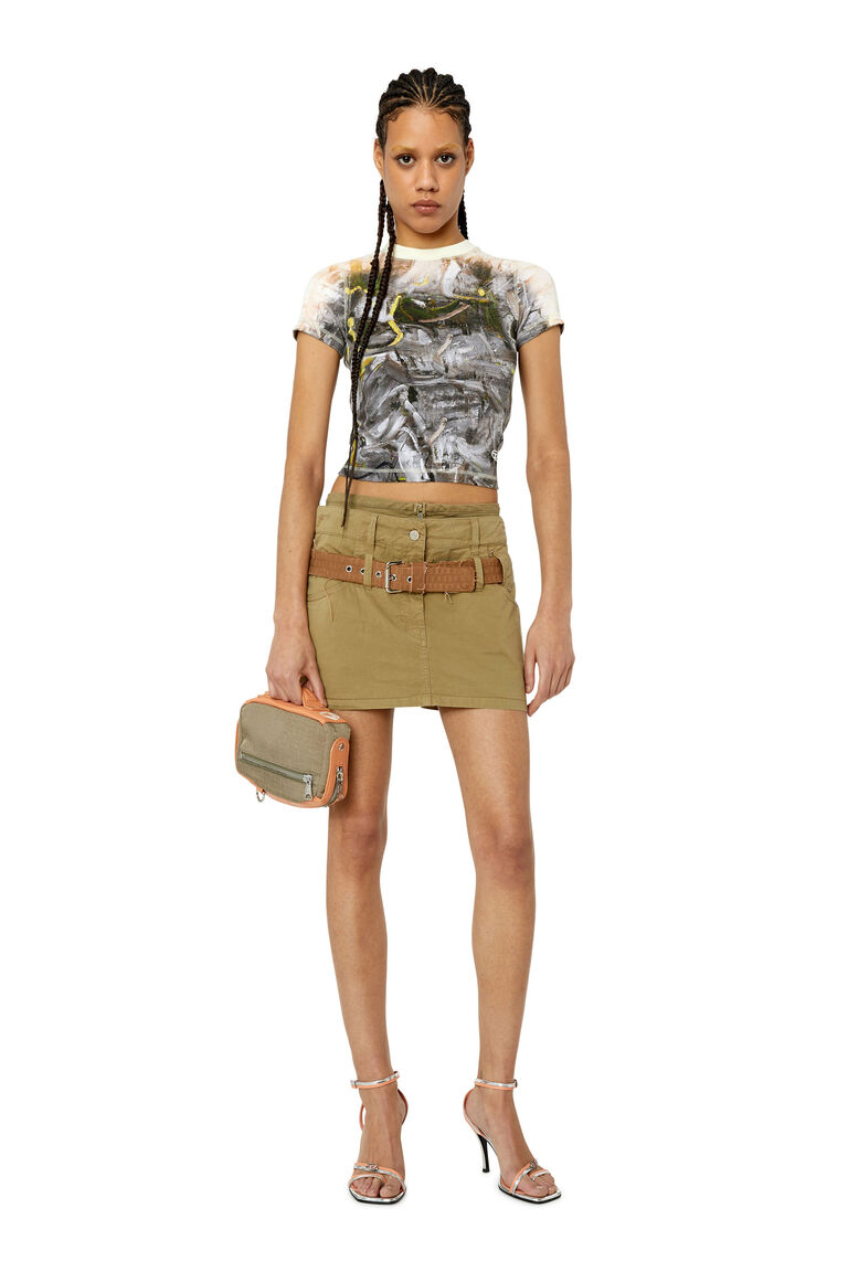 O-ENTHIA Woman: Treated twill skirt with double waist | Diesel A087200NHAT