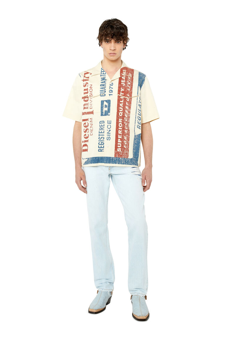 S-MAC-22-A Man: Bowling shirt with maxi label print | Diesel A095050LFAX