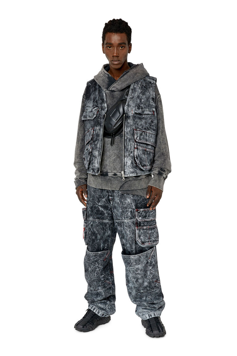 D-SAMP Man: Utility vest in marbled-effect denim | Diesel A095210EMAC