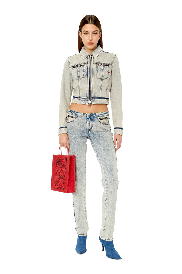 DE-SLIMMY-RE Woman: Slim-fit trucker jacket with acid wash | Diesel A0960109F12