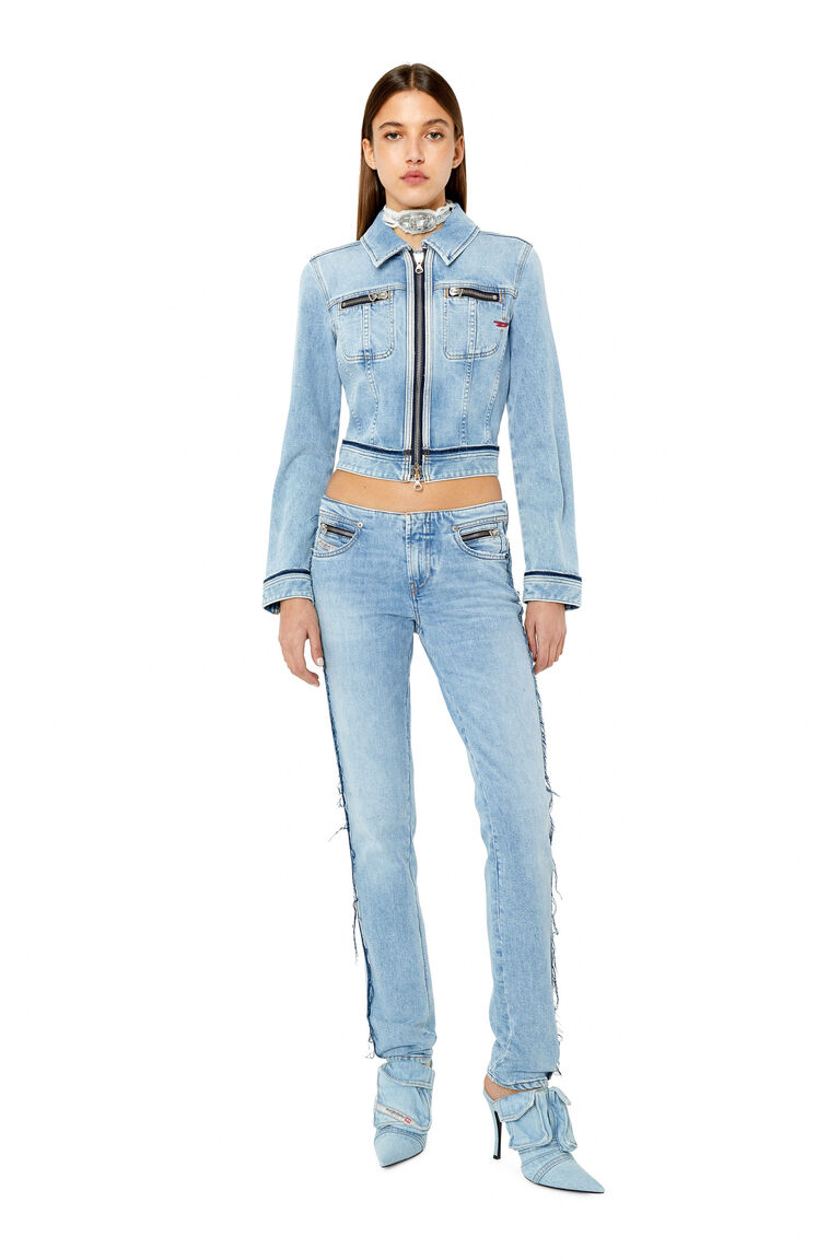 DE-SLIMMY-RE Woman: Slim-fit bleached-effect trucker jacket | Diesel A0960109F41