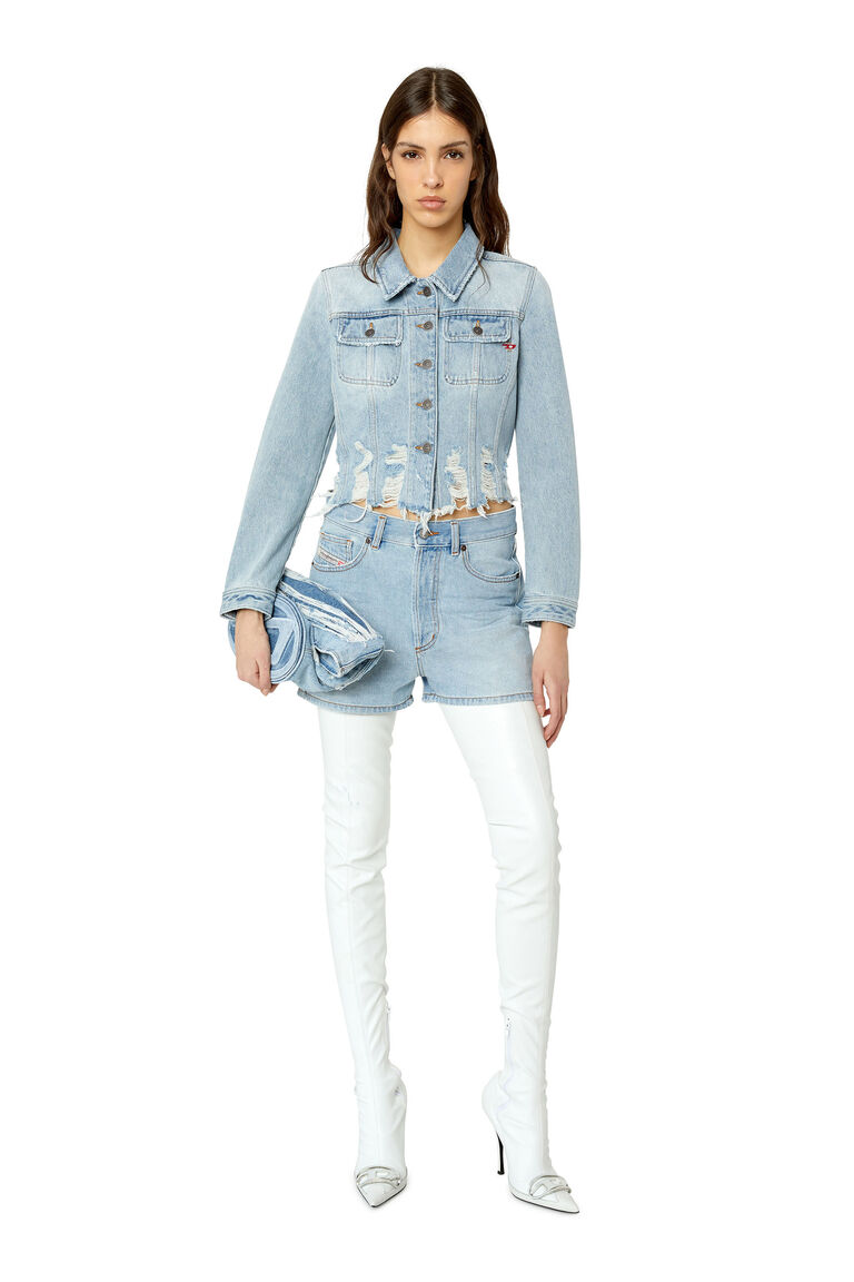 DE-SLIMMY-P Woman: Slim-fit destroyed trucker jacket | Diesel A096430EMAG