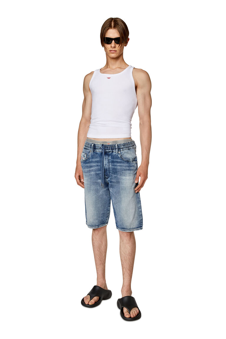 Men's Shorts in Track Denim with used details | D-KROOLEY-SHORT JOGG Diesel A09728068FL