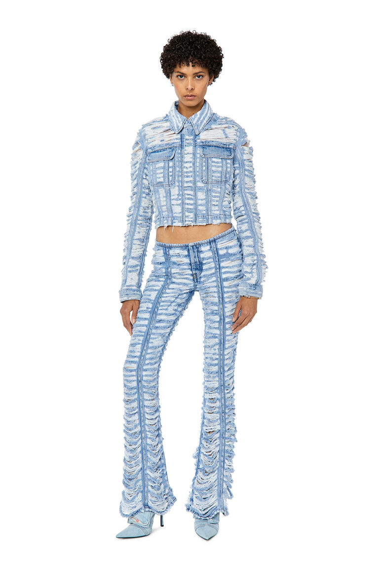 DE-SLIMMY-FSC Woman: Cropped denim jacket with tiger breaks | Diesel A10173007P5