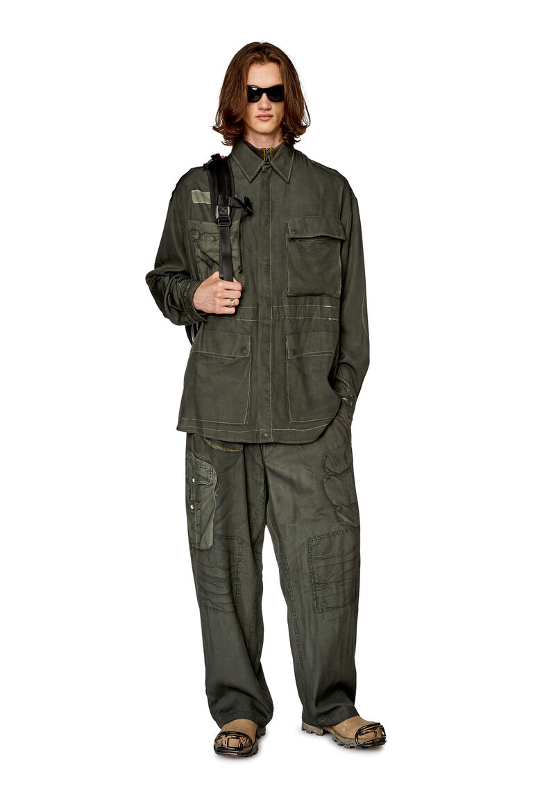 Men's Trompe l'oeil shirt with military print | S-DEW Diesel A107870KJAK