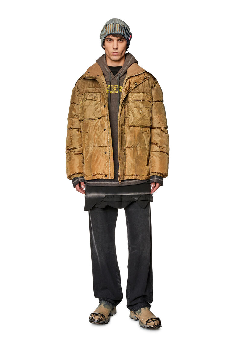 Men's Puffer jacket with jeans print | W-ROLFFUS Diesel A107930GEAV