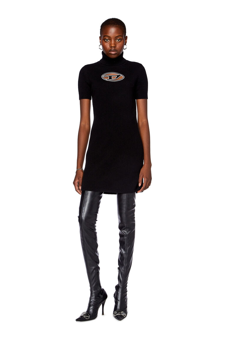 Women's Roll-neck dress with oval D plaque | M-ARGARET-DRS Diesel A126130KCAE