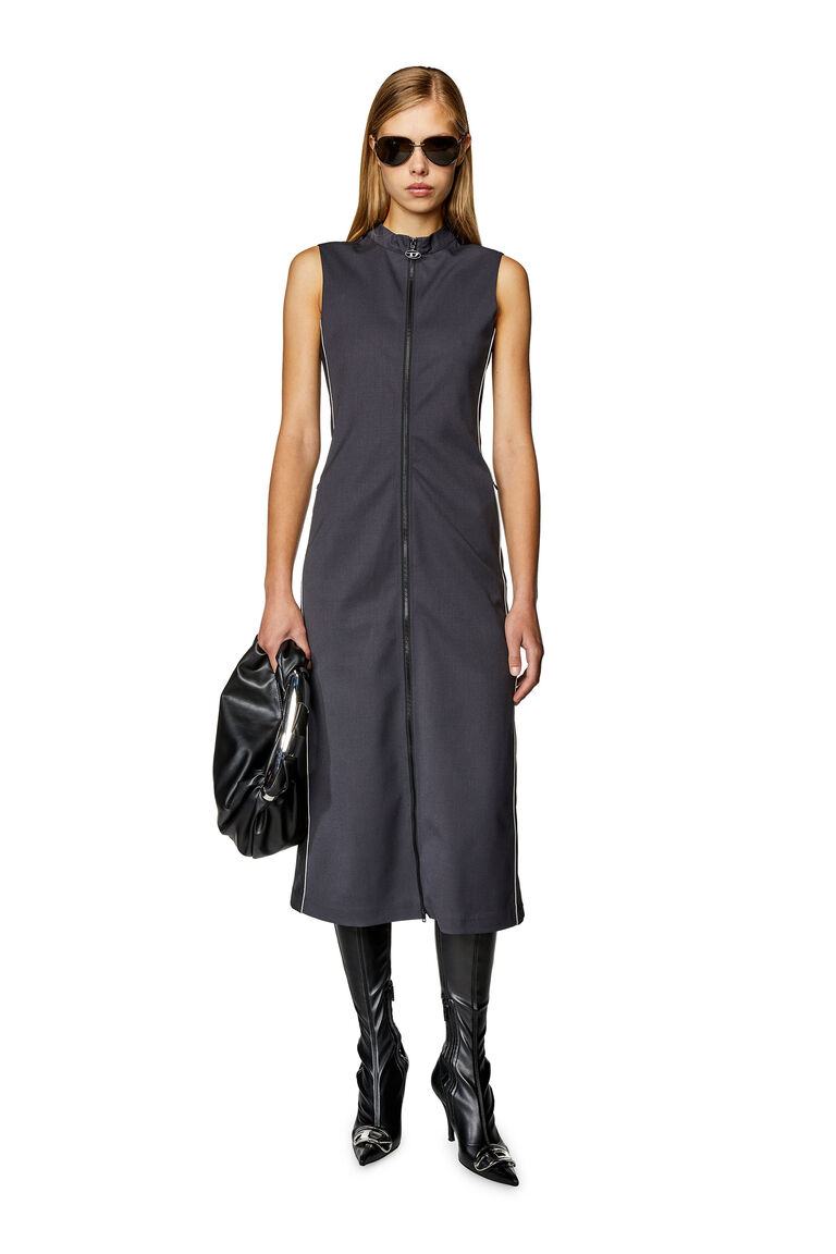 Women's Midi dress in cool wool and tech fabric | D-AMY Diesel A128500CLAI