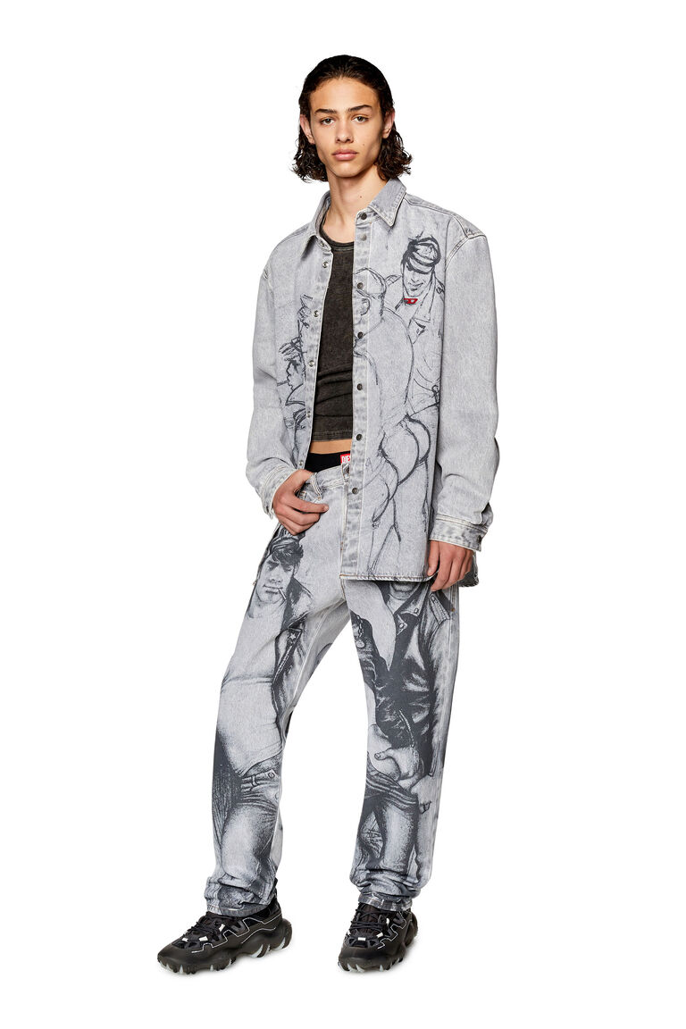 Women's Denim shirt with sketch print | PR-D-SIMPLY-OVER Diesel P01107007F8