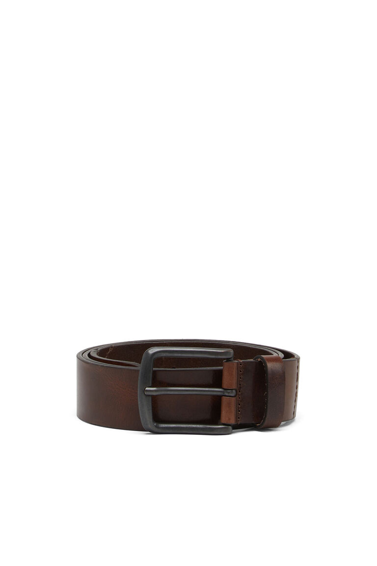 B-LINE Men: Treated leather belt with diesel logo | Diesel X03737PR080